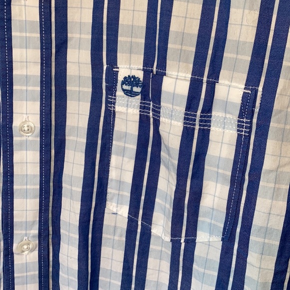 Timberland plaid short sleeve shirt button down casual top with pocket - Picture 3 of 8